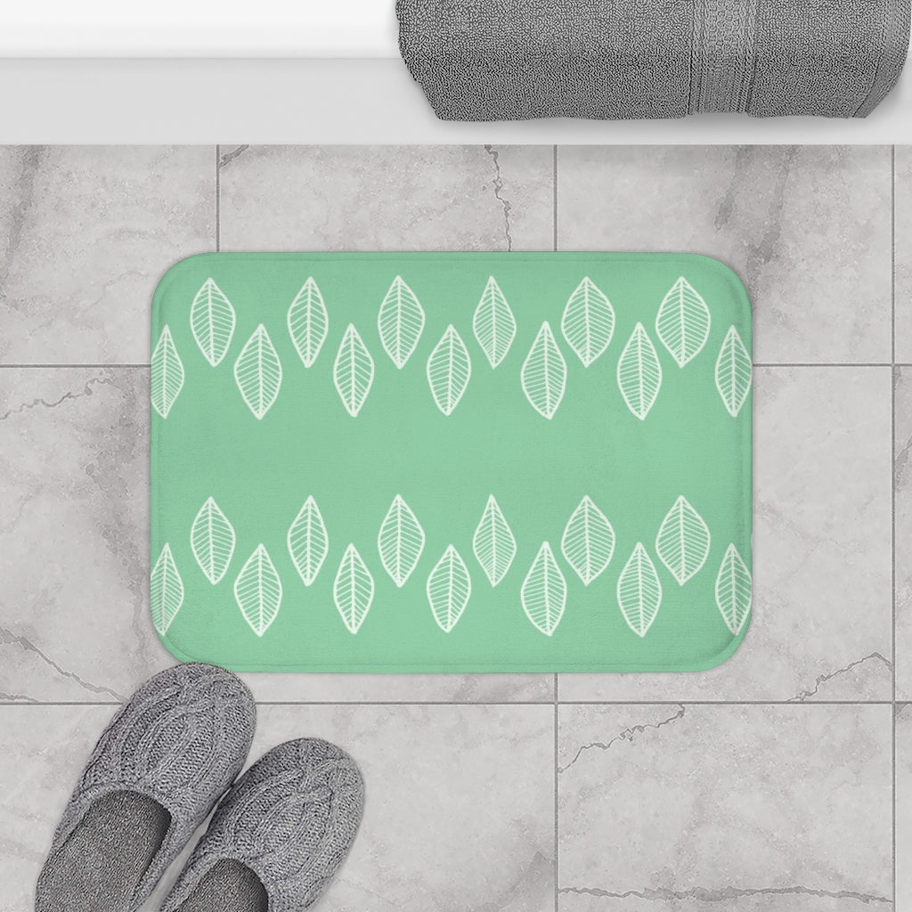 Bra Katherine Mint Green Leaf Print Bath Mat