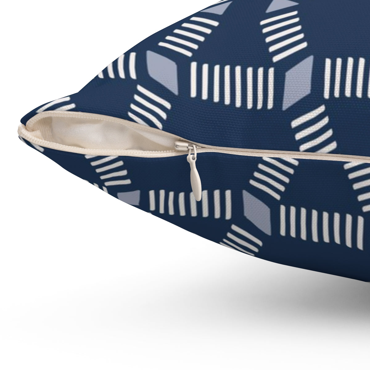 Bria Katherine Square Decorative Navy Blue and white Print Pillow