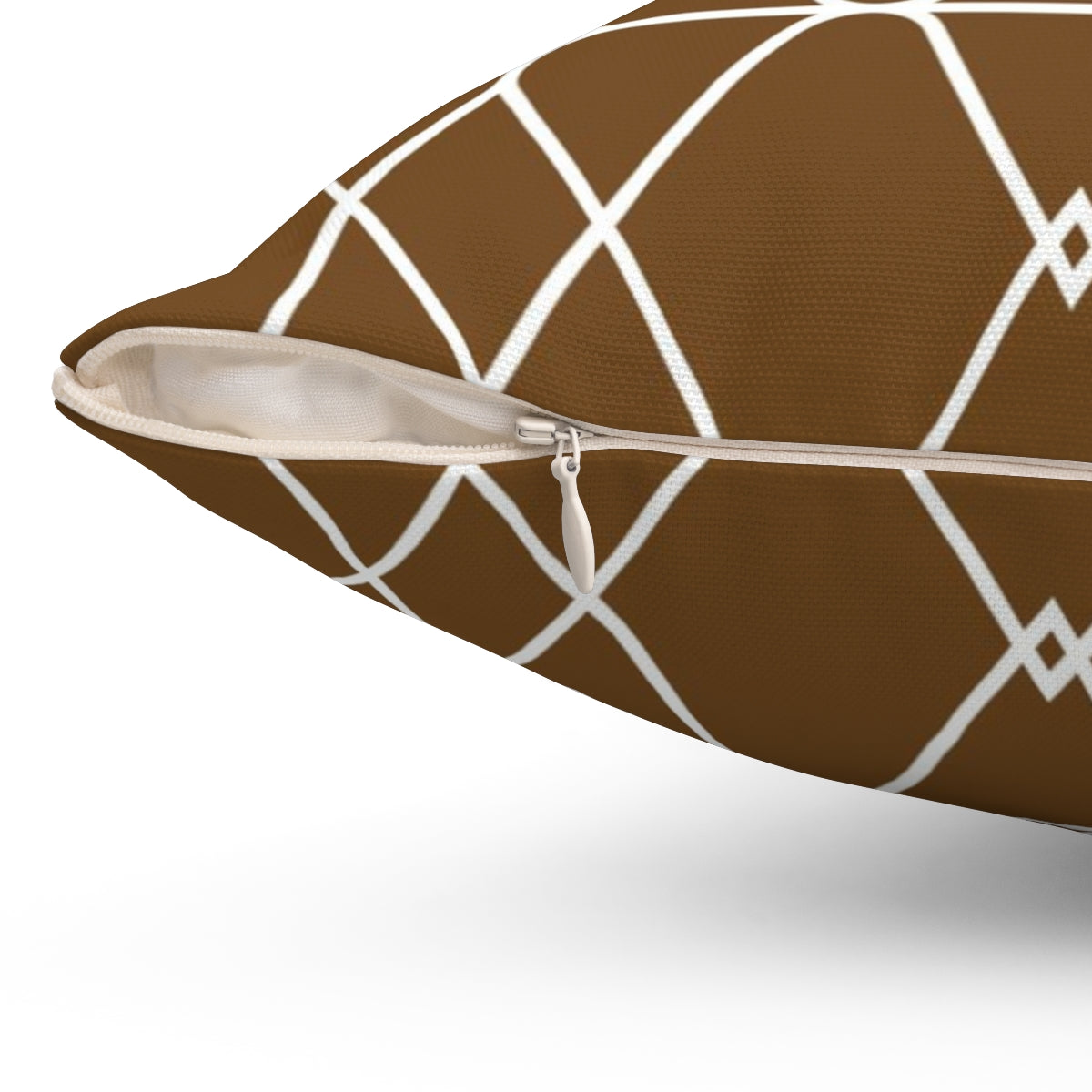 Bria Katherine Brown and White Geometric Square Pillow