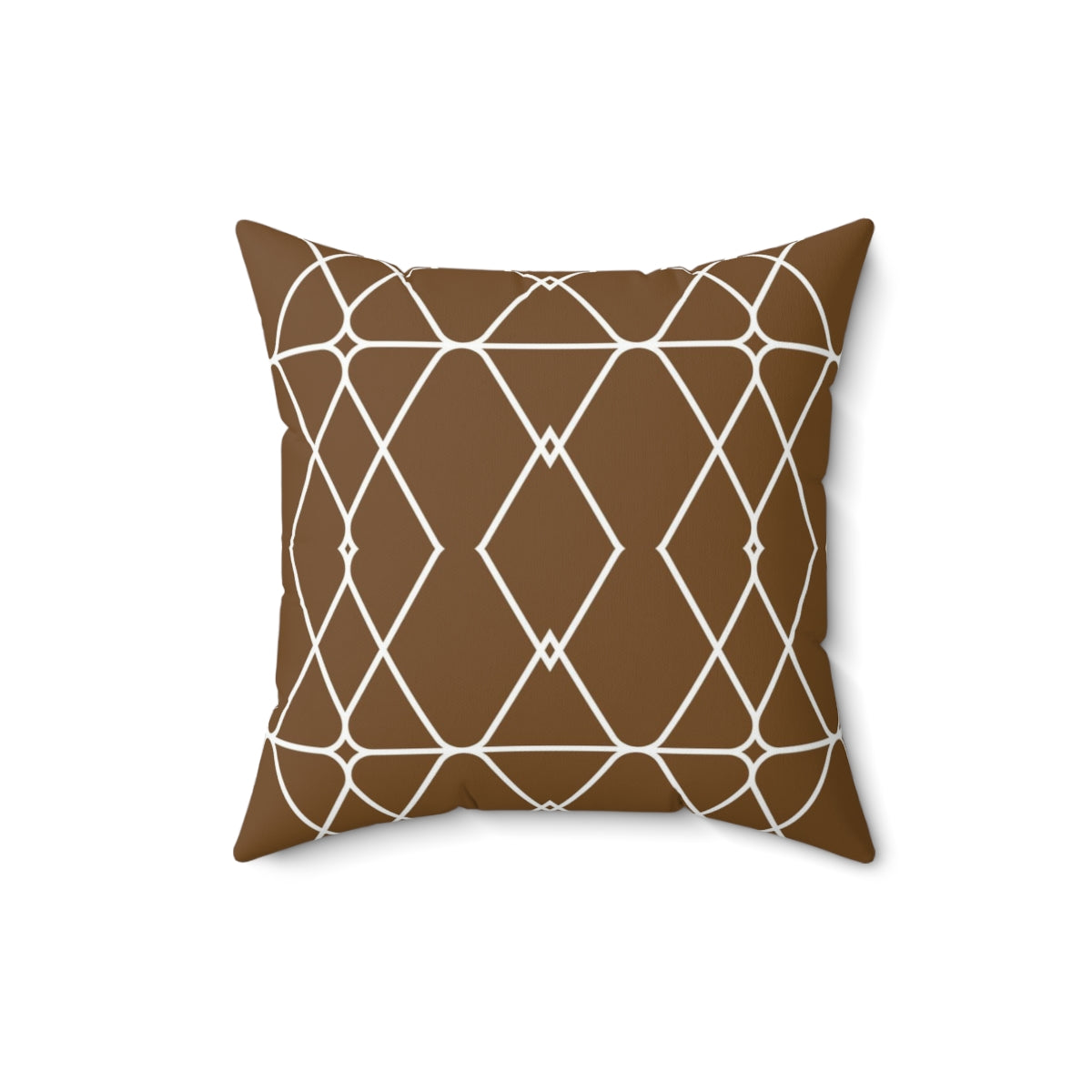 Bria Katherine Brown and White Geometric Square Pillow