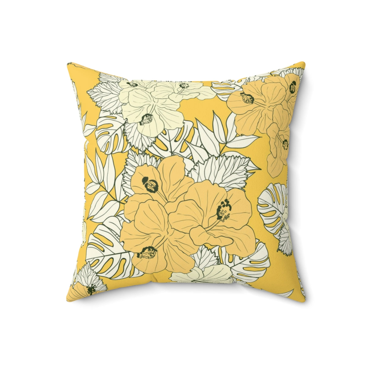 Bria Katherine Yellow Floral Square Pillow