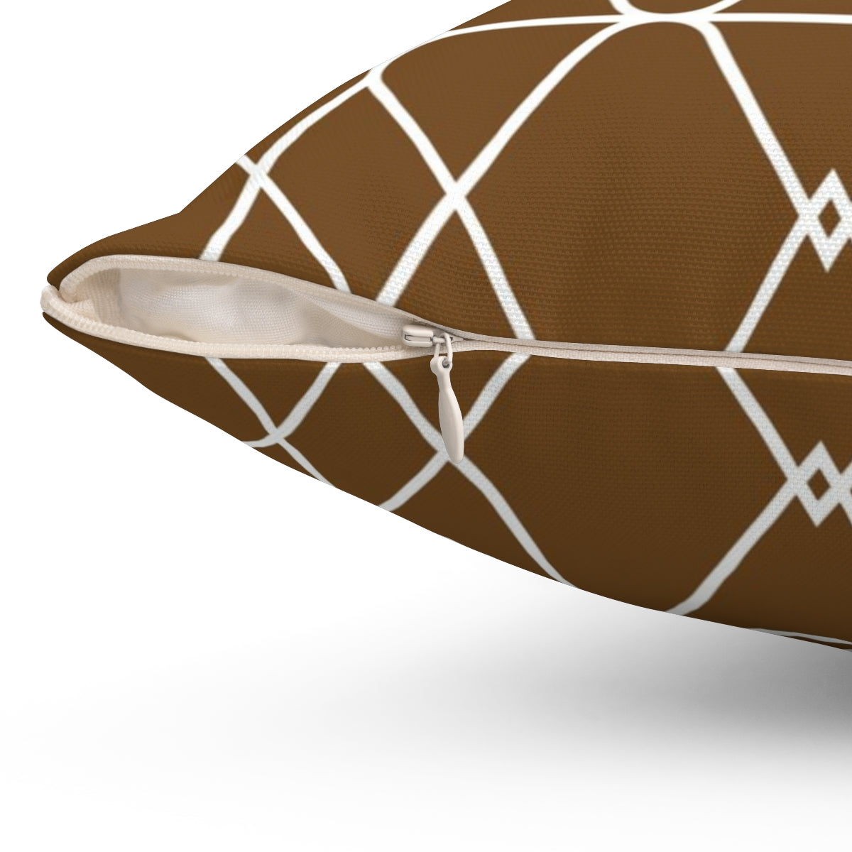 Bria Katherine Brown and White Geometric Square Pillow