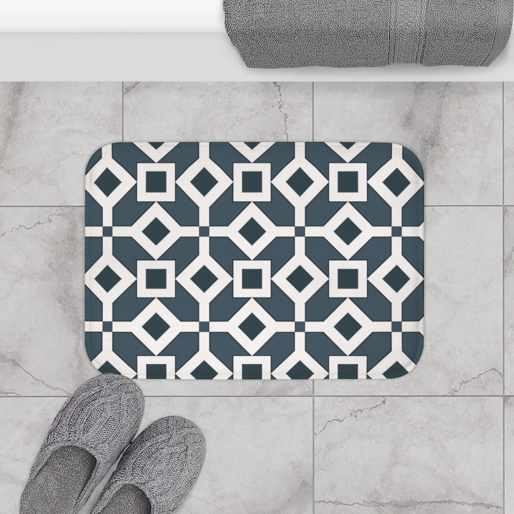 Bria Katherine Black & White Tile Print Bath Mat