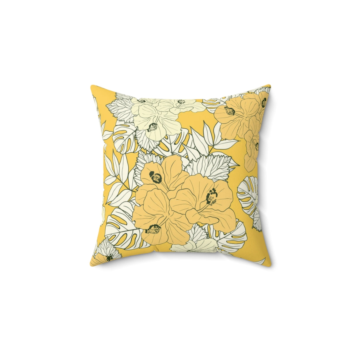 Bria Katherine Yellow Floral Square Pillow