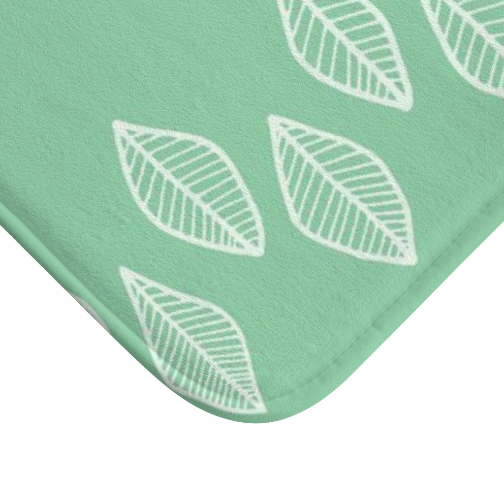 Bra Katherine Mint Green Leaf Print Bath Mat
