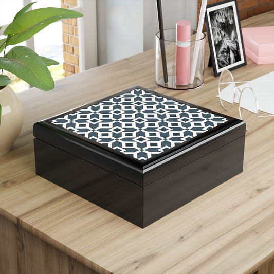 Bria Katherine Decorative Box, Abstract Tile Insert