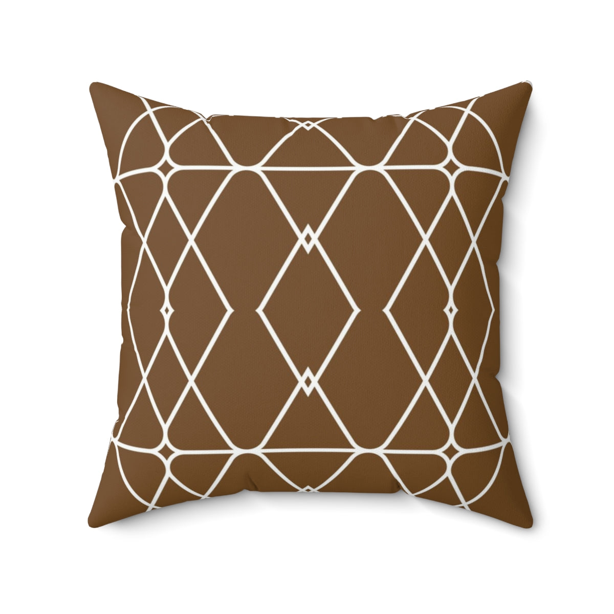 Bria Katherine Brown and White Geometric Square Pillow