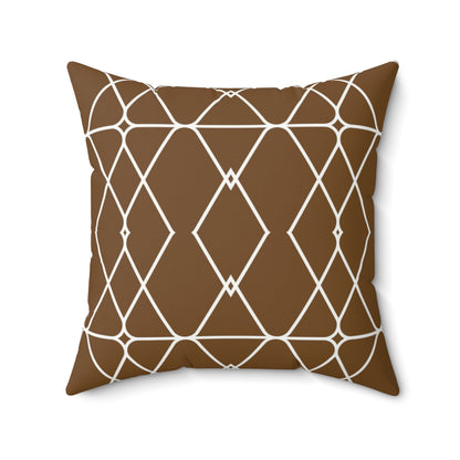 Bria Katherine Brown and White Geometric Square Pillow