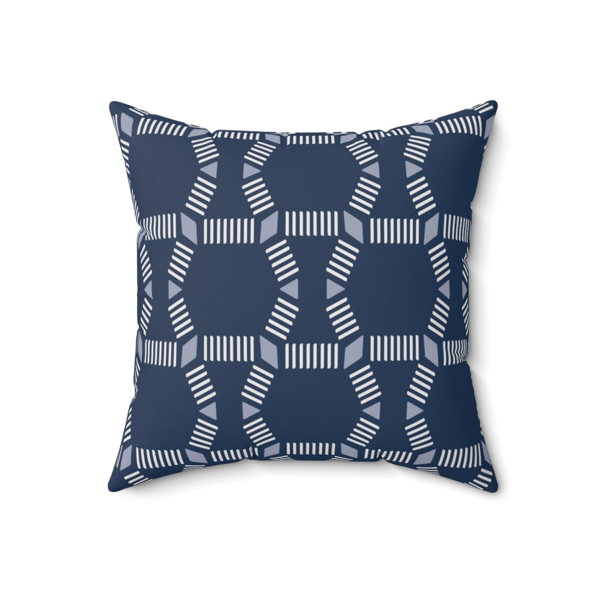 Bria Katherine  Square  Decorative Navy Blue and white Print Pillow