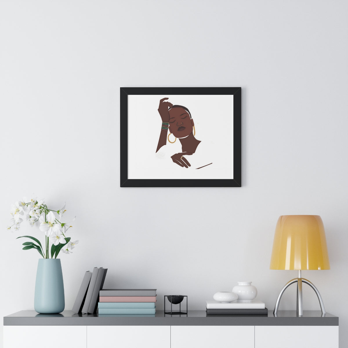 Bria Katherine Black Woman Print Framed Horizontal Poster