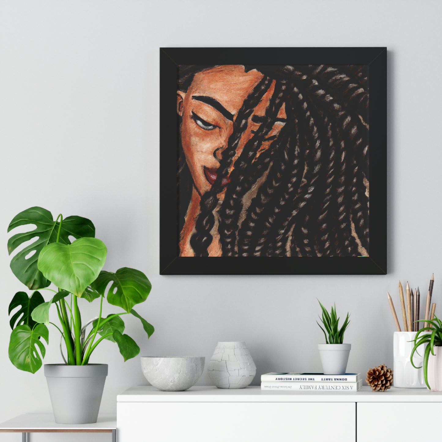 Black Woman with Braids AI Generated Art