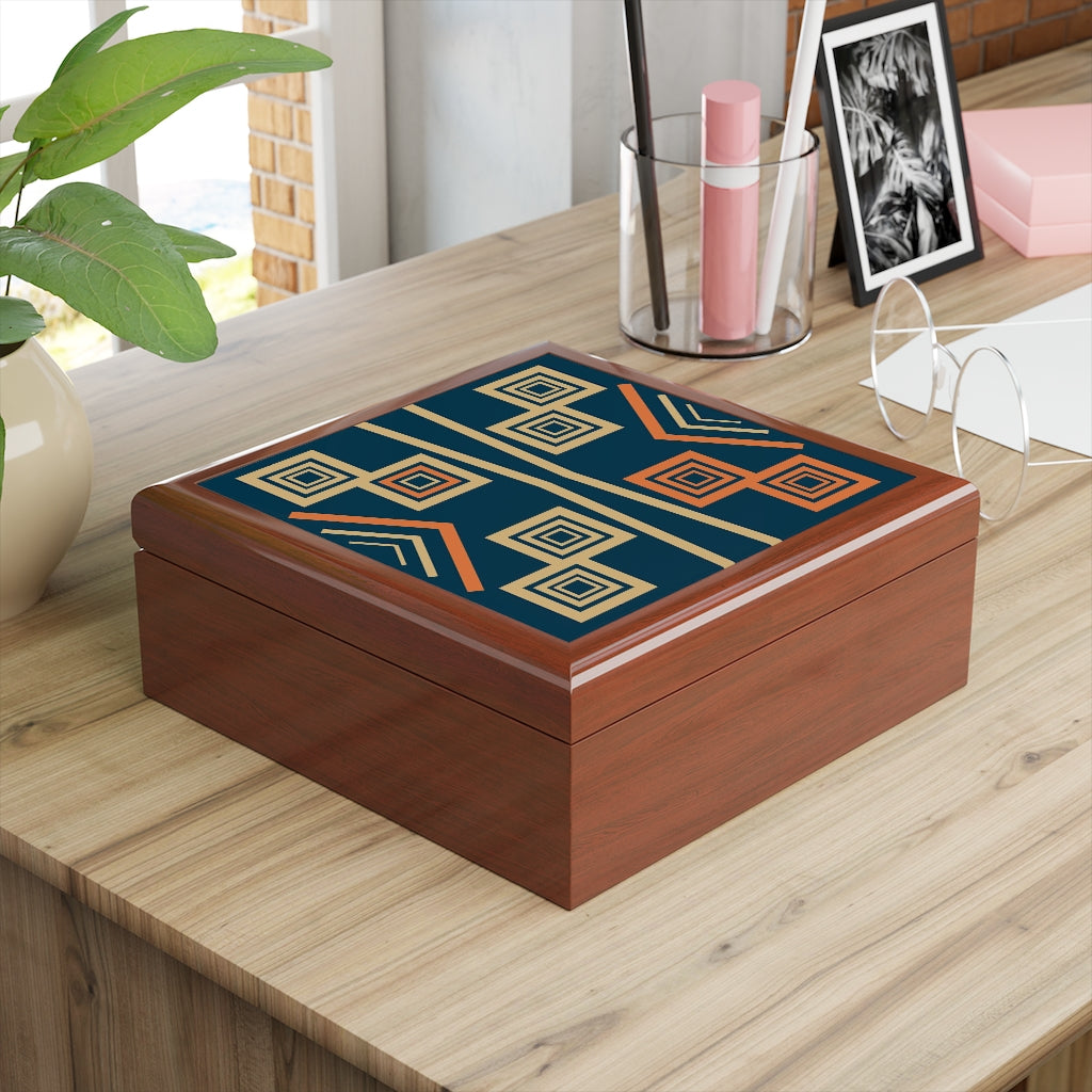 Bria Katherine Decorative Box, Tribal Tile Insert