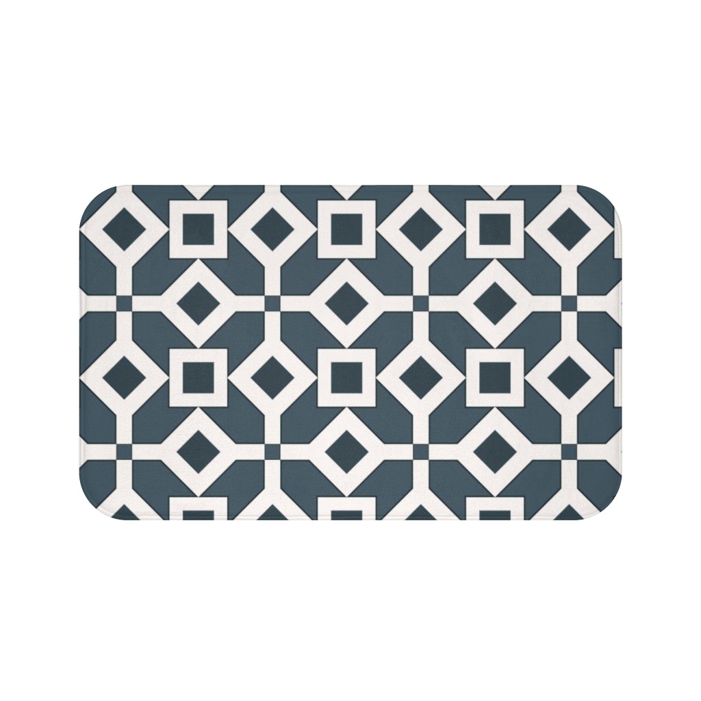 Bria Katherine Black & White Tile Print Bath Mat