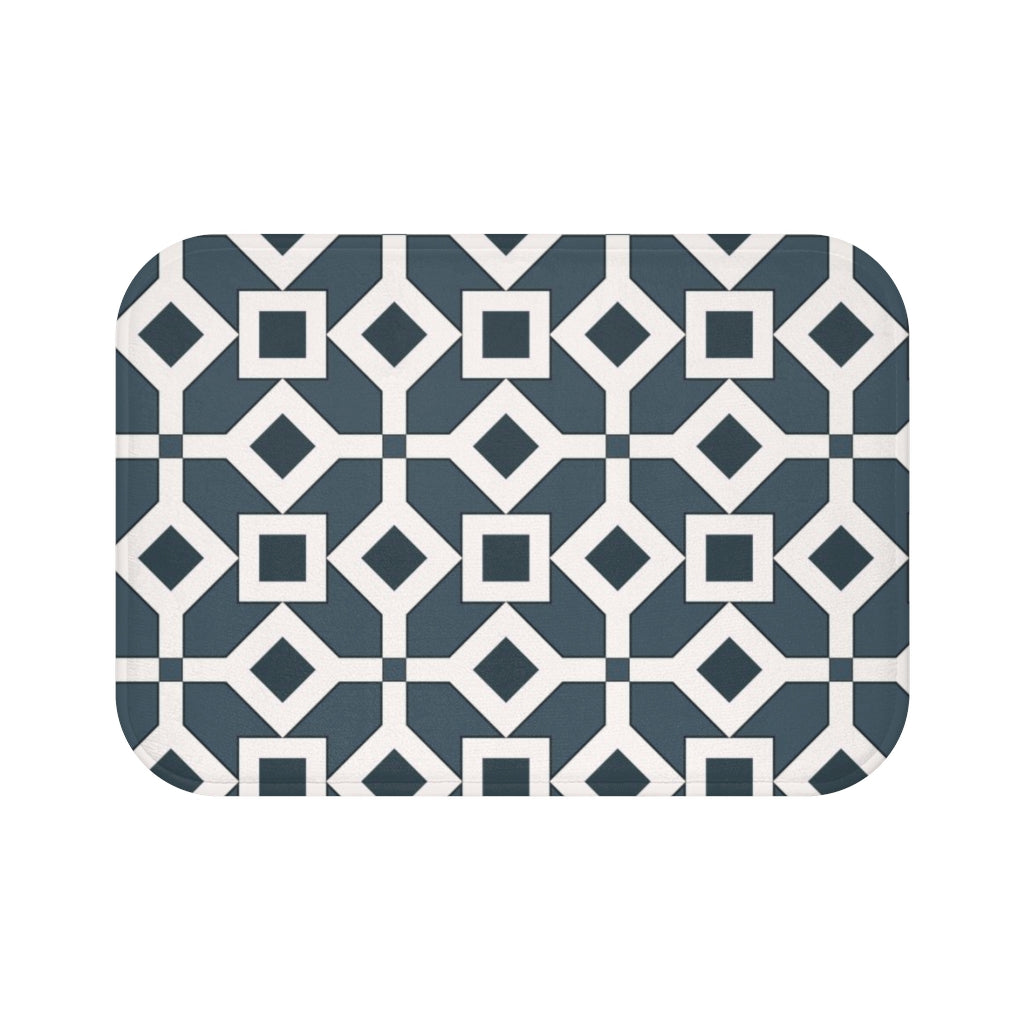 Bria Katherine Black & White Tile Print Bath Mat