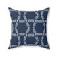 Bria Katherine  Square  Decorative Navy Blue and white Print Pillow
