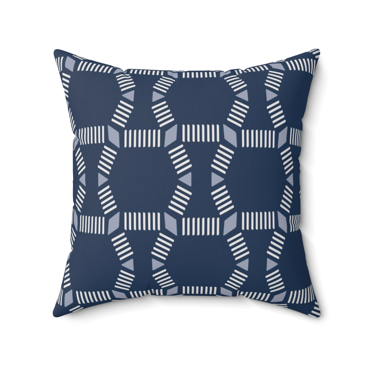 Bria Katherine  Square  Decorative Navy Blue and white Print Pillow