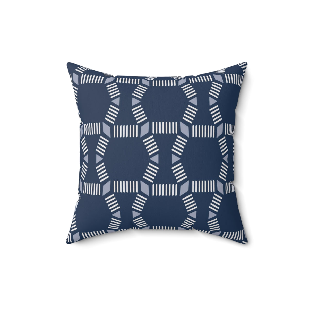 Bria Katherine  Square  Decorative Navy Blue and white Print Pillow