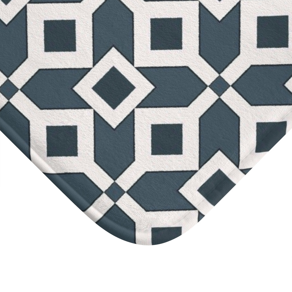 Bria Katherine Black & White Tile Print Bath Mat