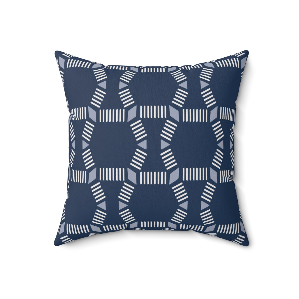 Bria Katherine  Square  Decorative Navy Blue and white Print Pillow