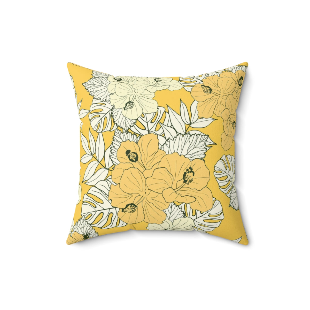 Bria Katherine Yellow Floral Square Pillow