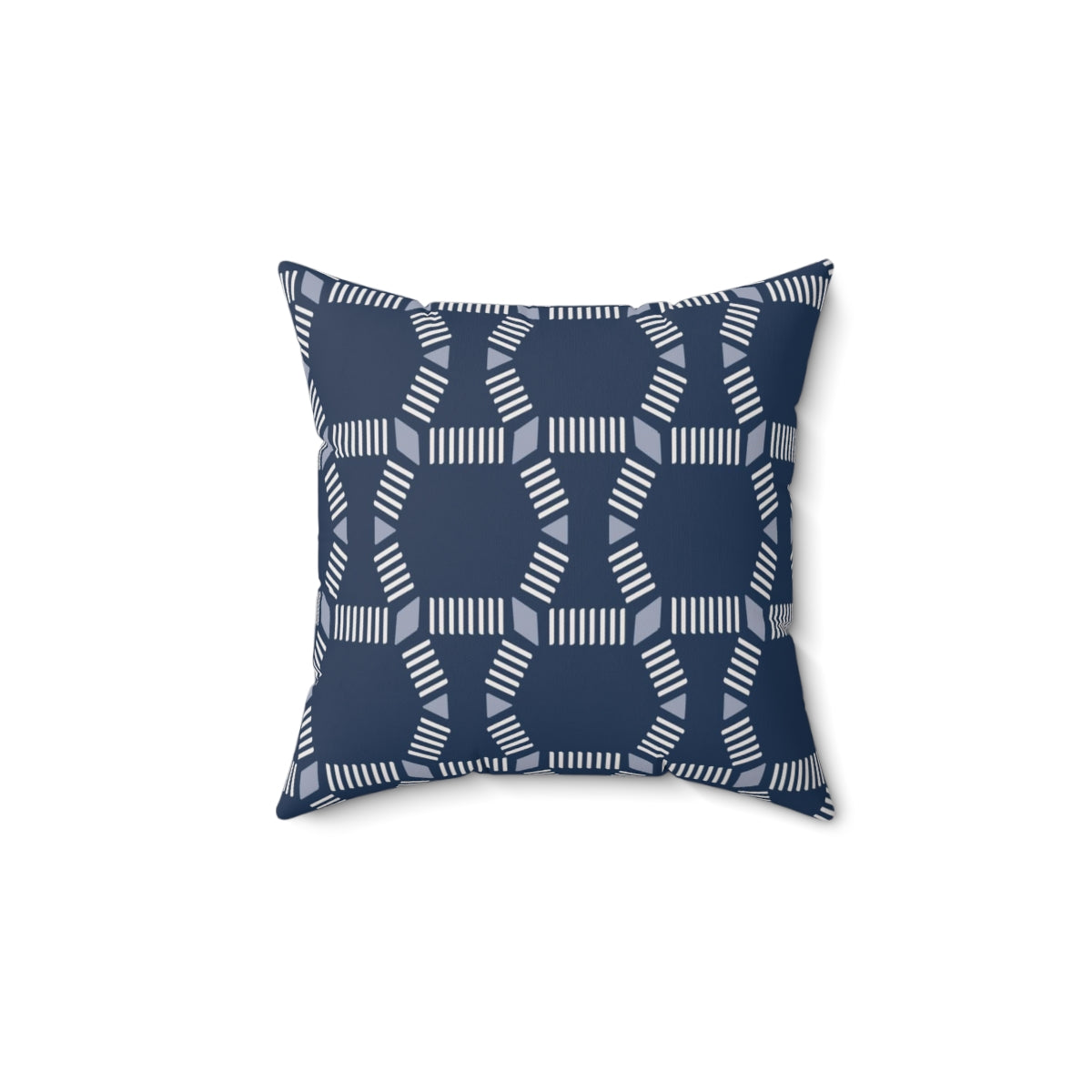 Bria Katherine  Square  Decorative Navy Blue and white Print Pillow