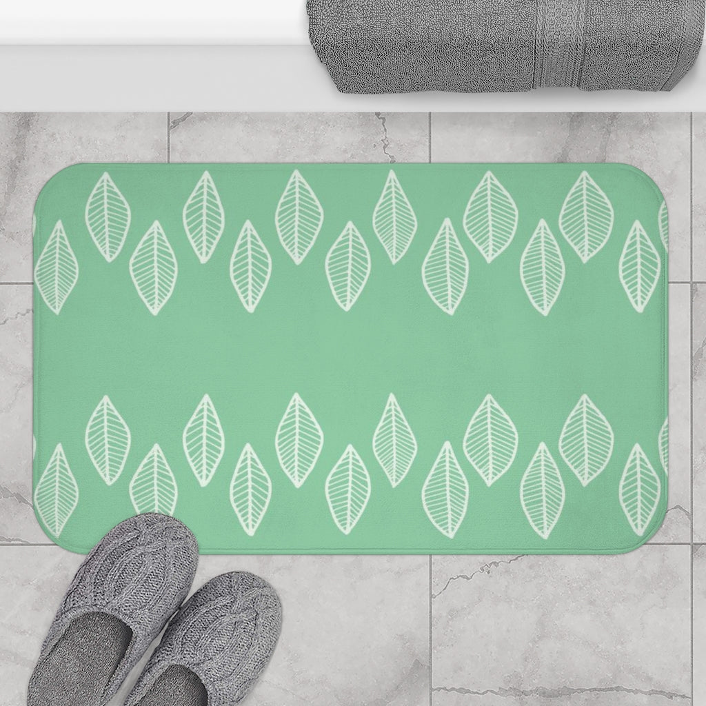 Bra Katherine Mint Green Leaf Print Bath Mat