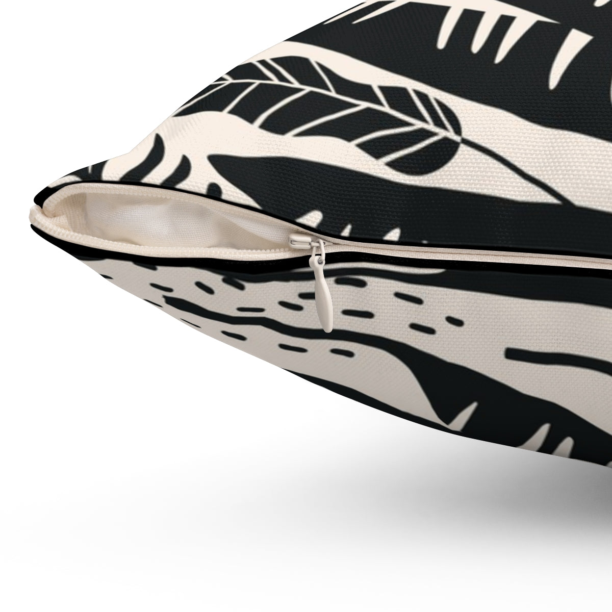 Bria Katherine Decorative Black & Tan Leaf Print Pillow