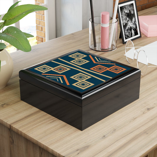 Bria Katherine Decorative Box, Tribal Tile Insert