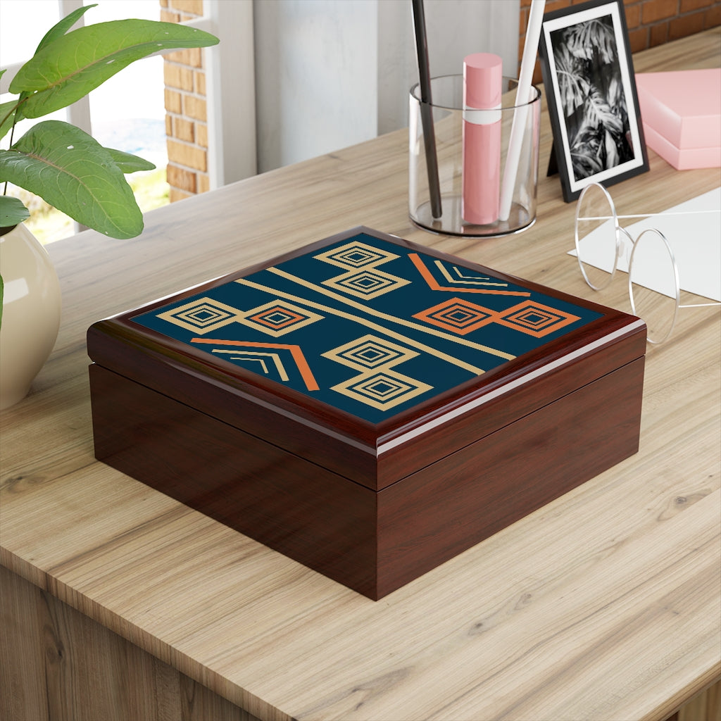 Bria Katherine Decorative Box, Tribal Tile Insert
