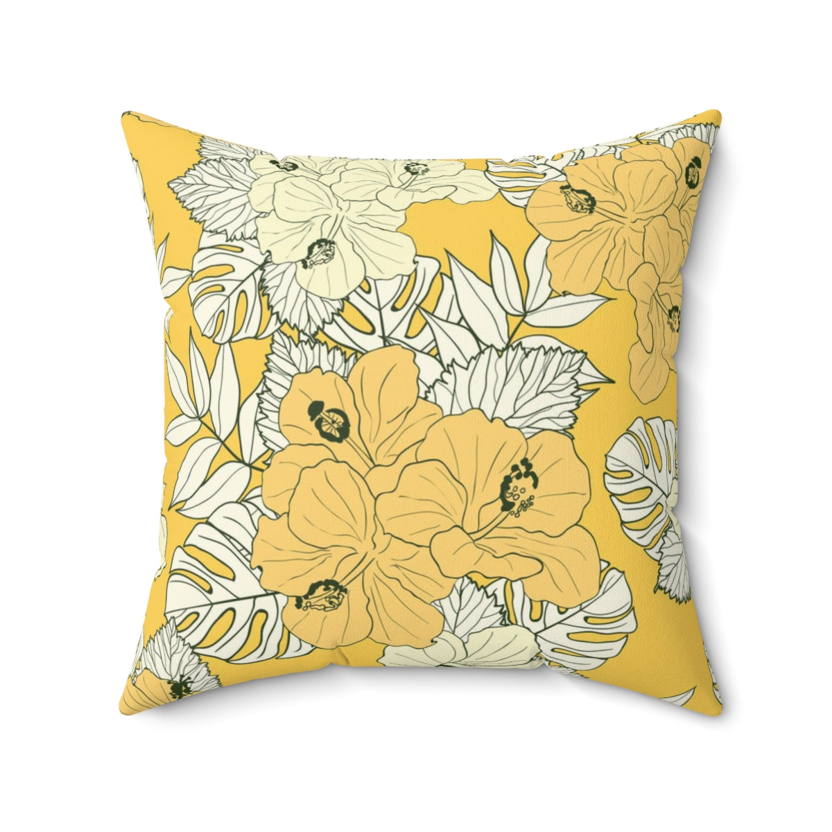 Bria Katherine Yellow Floral Square Pillow