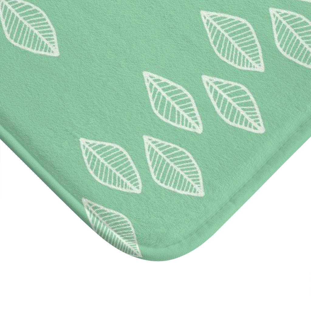 Bra Katherine Mint Green Leaf Print Bath Mat