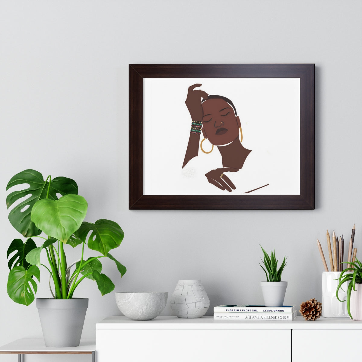 Bria Katherine Black Woman Print Framed Horizontal Poster