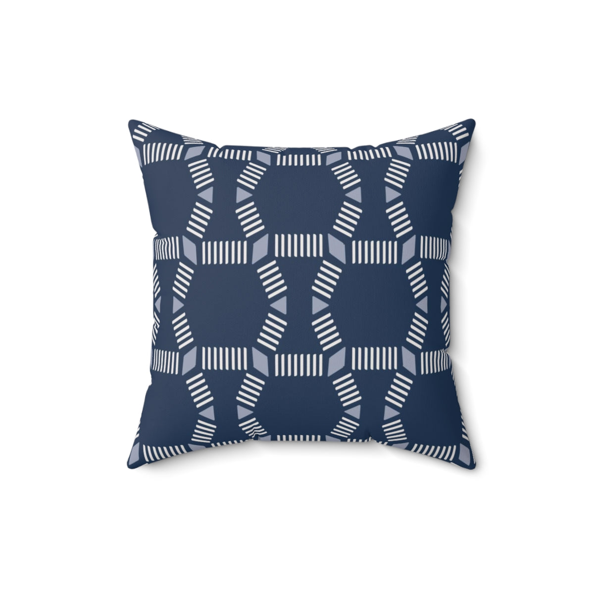 Bria Katherine  Square  Decorative Navy Blue and white Print Pillow