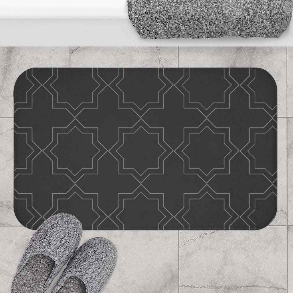 Bria Katherine Black Decorative Print Bath Mat