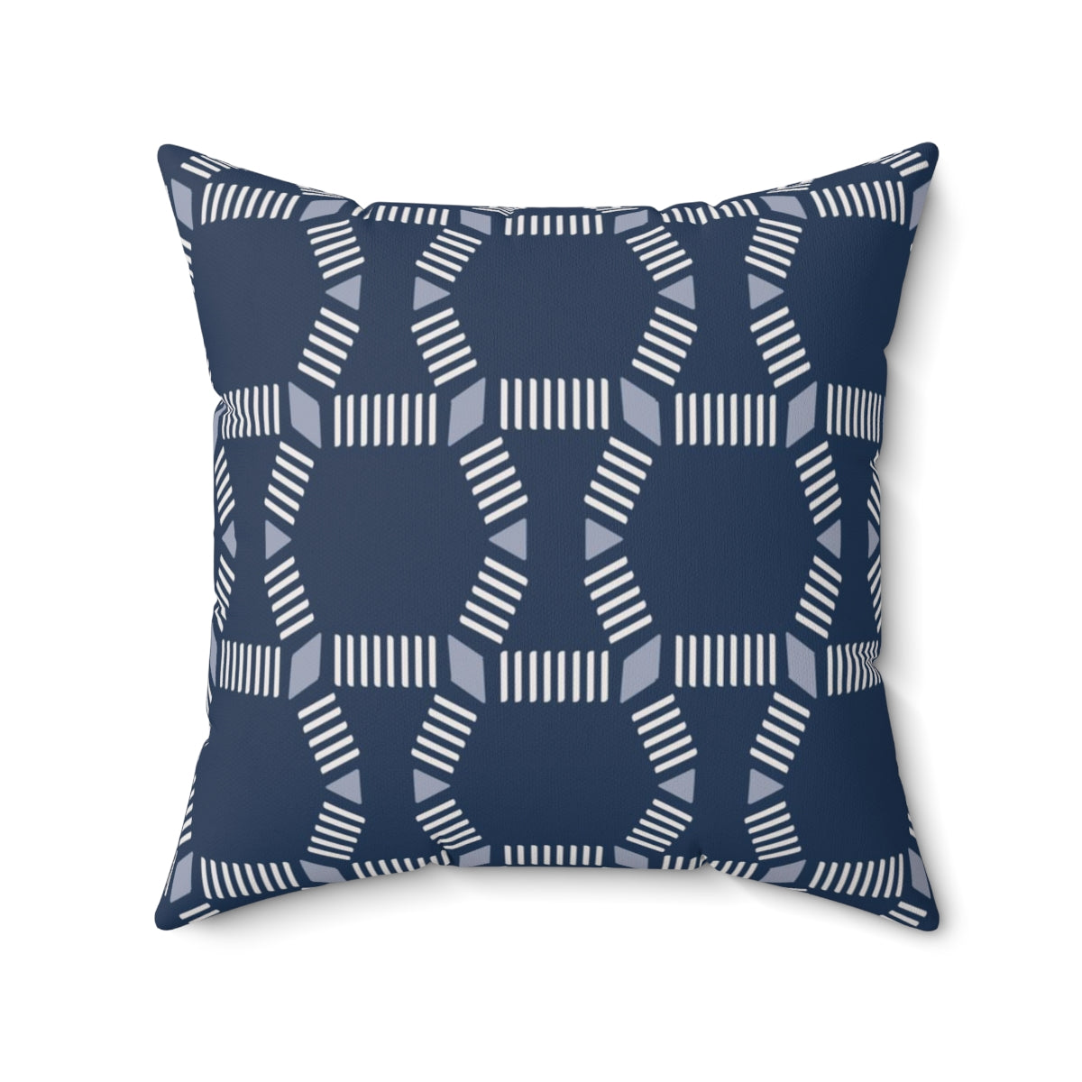 Bria Katherine  Square  Decorative Navy Blue and white Print Pillow