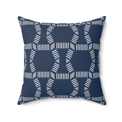 Bria Katherine  Square  Decorative Navy Blue and white Print Pillow
