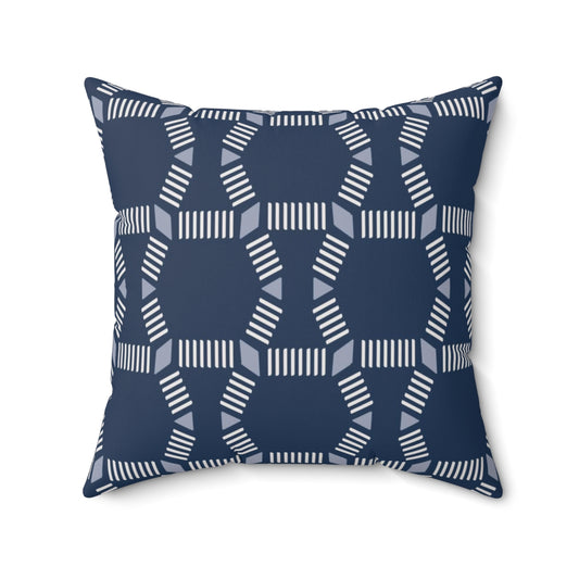 Bria Katherine  Square  Decorative Navy Blue and white Print Pillow